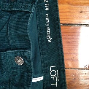 LOFT Green Curvy Straight Leg Corduroy Pants, Sz 4